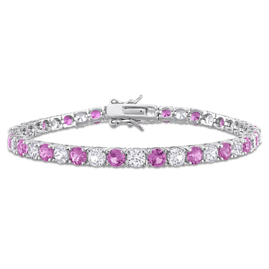 Created Pink & White Sapphire Tennis Bracelet