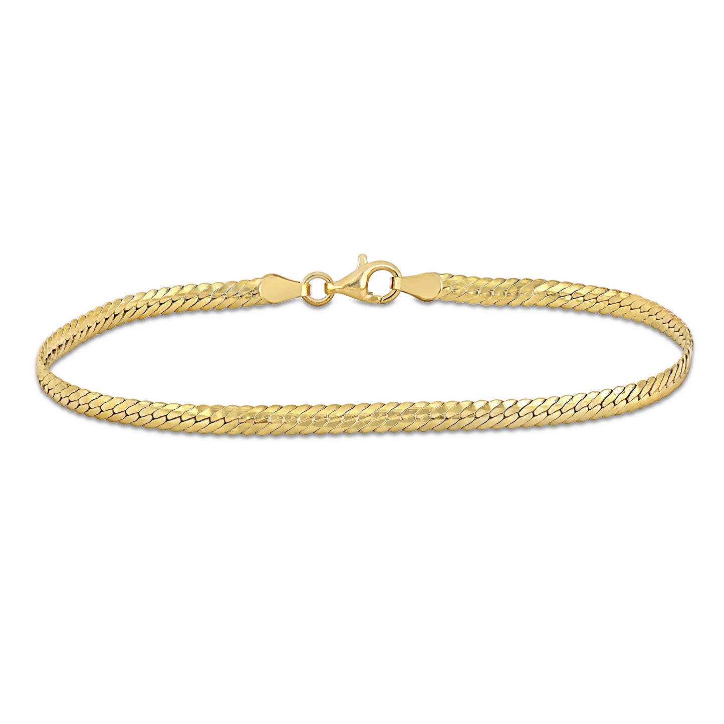 SILVER 18K Yellow Gold Plated 3MM HERRINGBONE BRACELET W/ LOBSTER CLASP LENGTH (INCHES):7.5