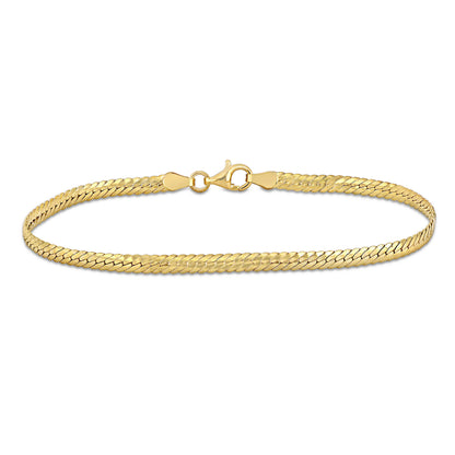 SILVER 18K Yellow Gold Plated 3MM HERRINGBONE BRACELET W/ LOBSTER CLASP LENGTH (INCHES):7.5