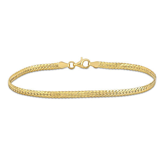 SILVER 18K Yellow Gold Plated 3MM HERRINGBONE BRACELET W/ LOBSTER CLASP LENGTH (INCHES):9