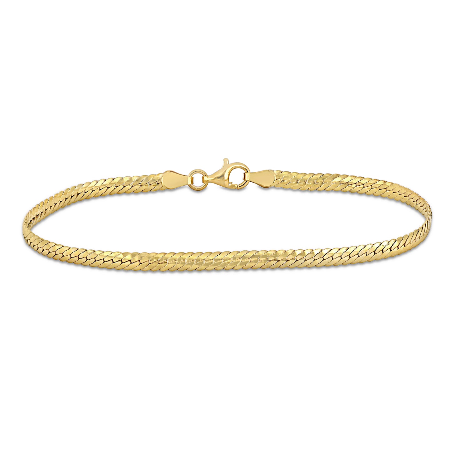 SILVER 18K Yellow Gold Plated 3MM HERRINGBONE BRACELET W/ LOBSTER CLASP LENGTH (INCHES):9