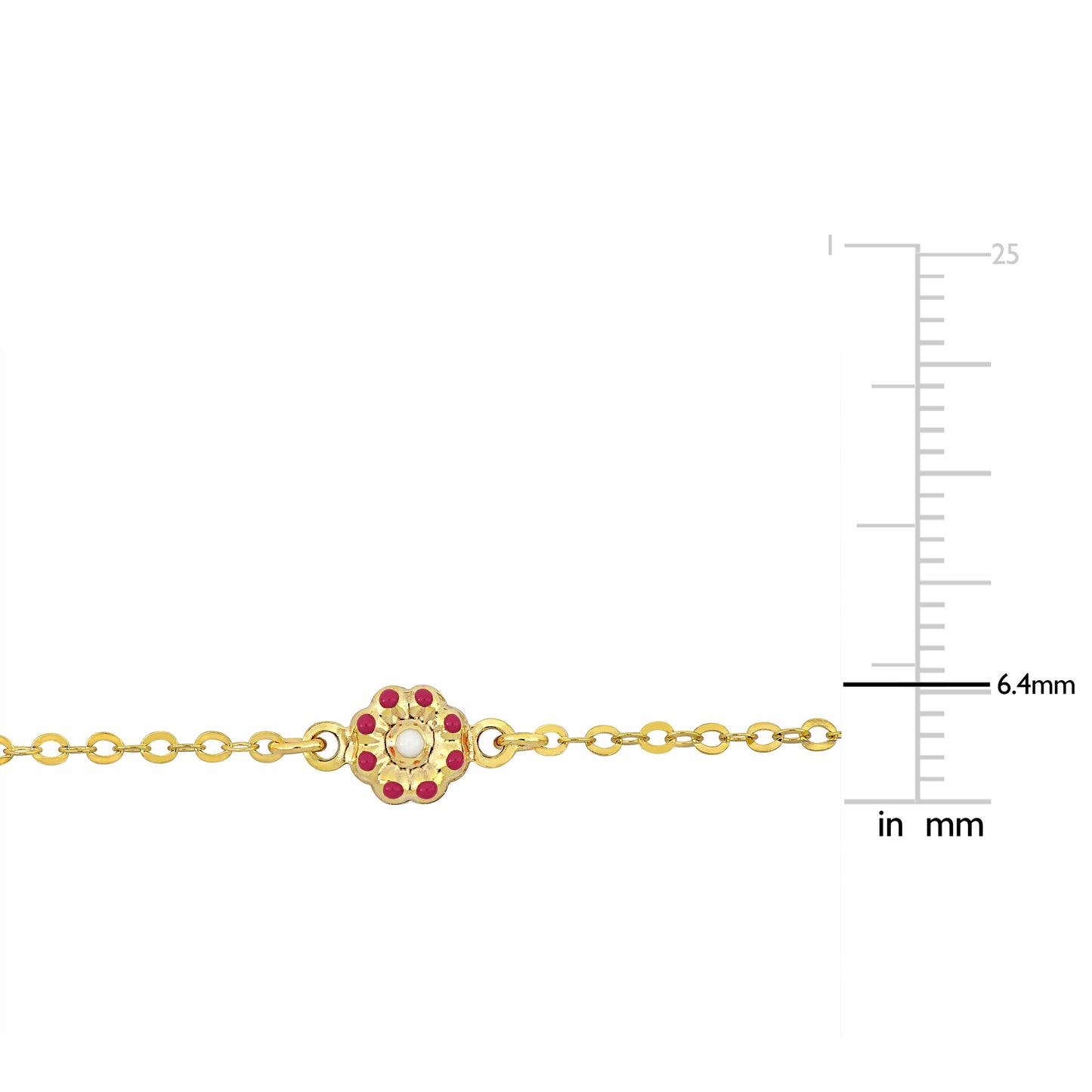 Kids 14K Yellow Gold Pink and White Flower Bracelet