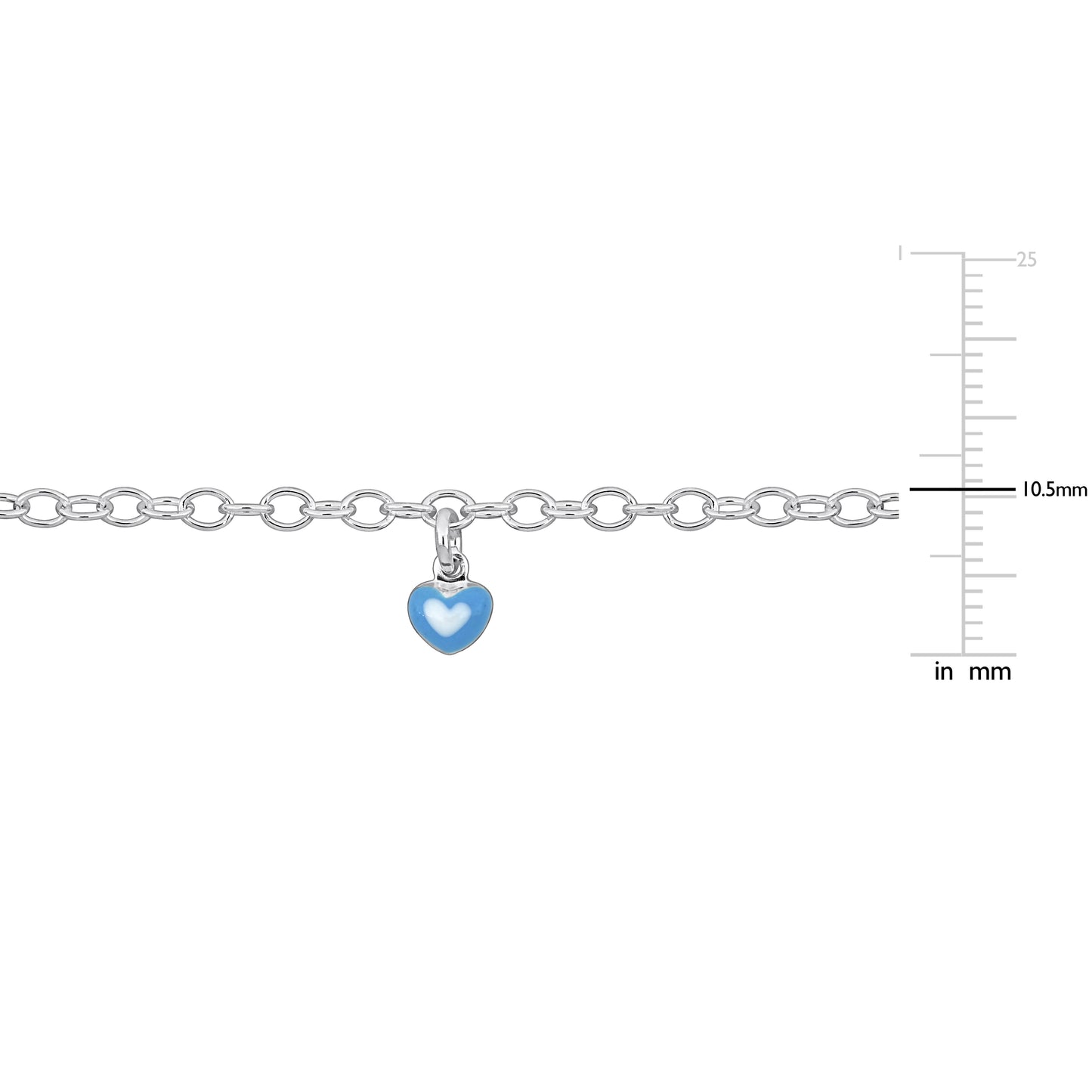 KIDS/TEENS Silver White multicolor enamel hearts charm Bracelet w/ Lobster Clasp Length (inches): 7.5