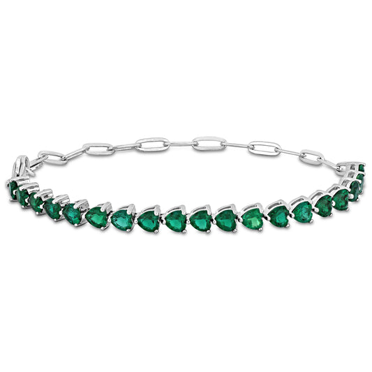 Trillion shape Created Emerald Layerable Tennis Bracelet
