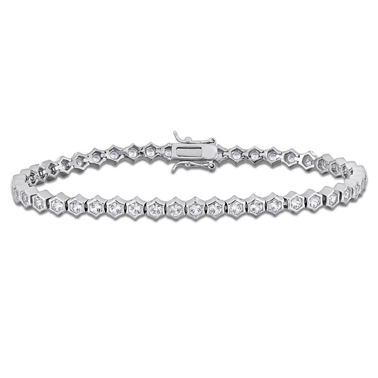 Silver White 6 3/4 CT TGW Created White Sapphire Bracelet