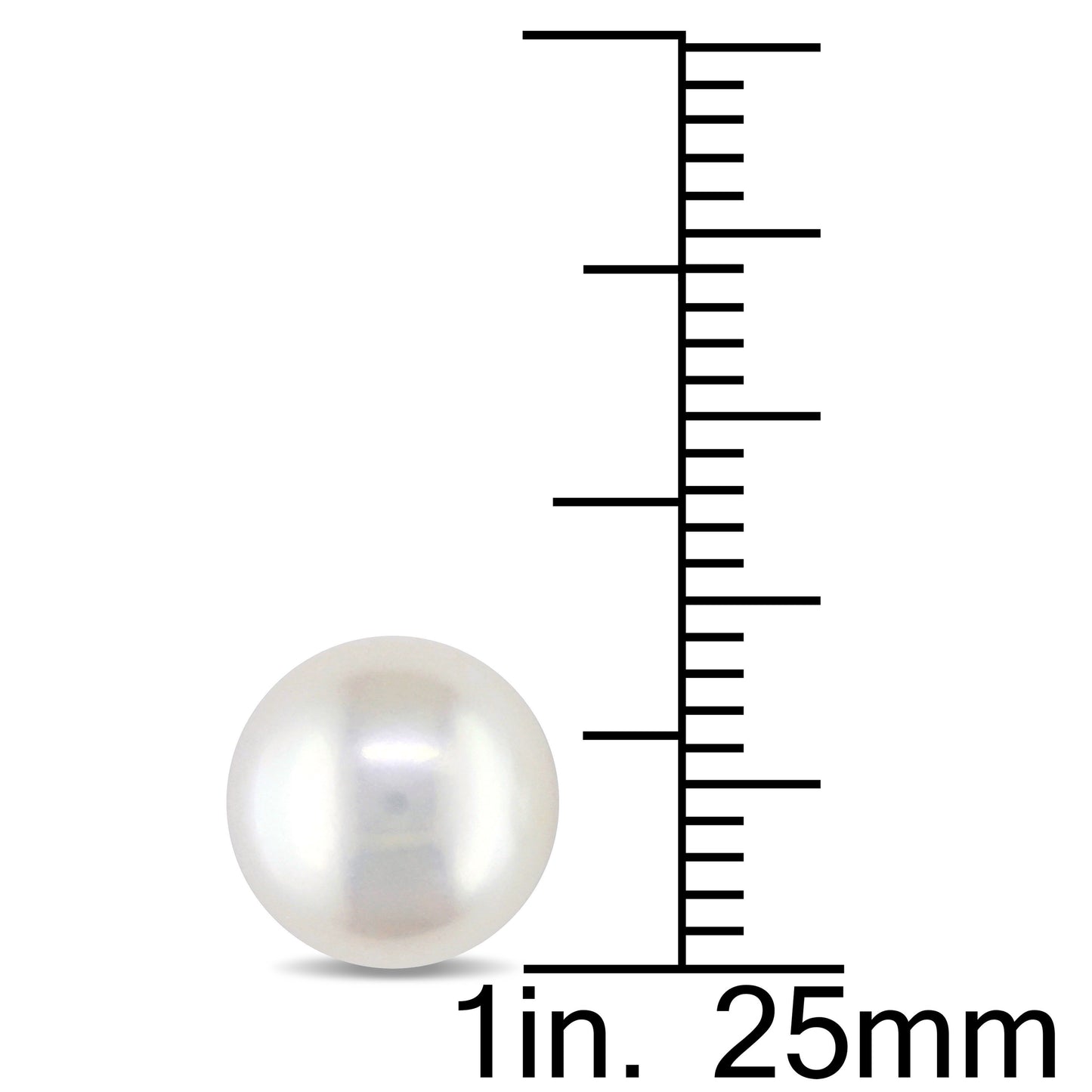 9 - 9.5 MM White Freshwater Cultured Pearl Stud Earrings 14k Gold Yellow