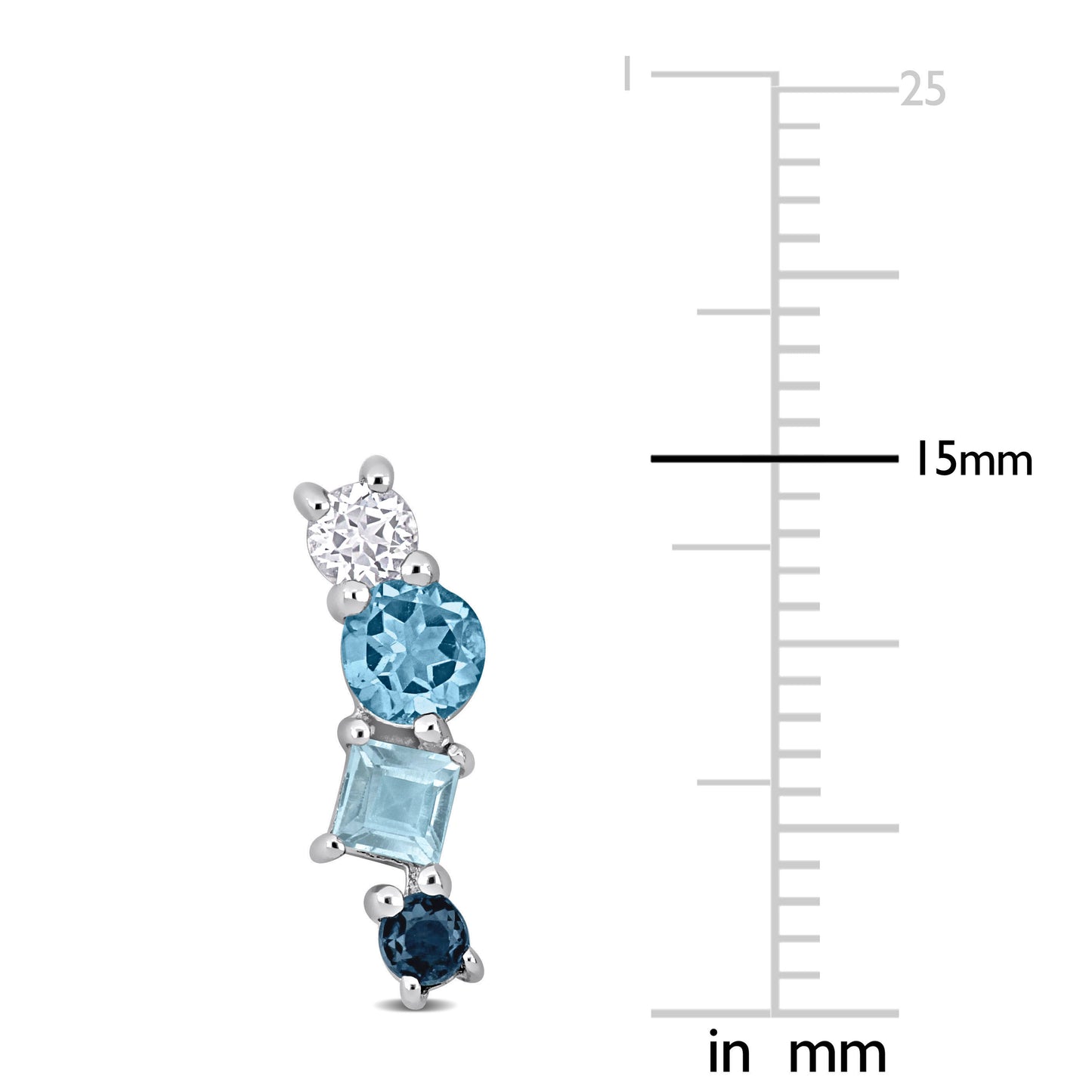 Blue Topaz SKY Swiss London & White Topaz Stud Earrings