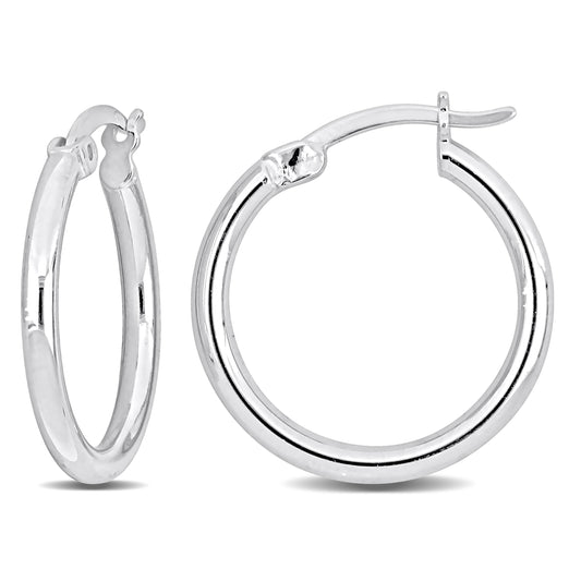 Silver white round 20MM Hoop Earrings (2MM WIDTH)