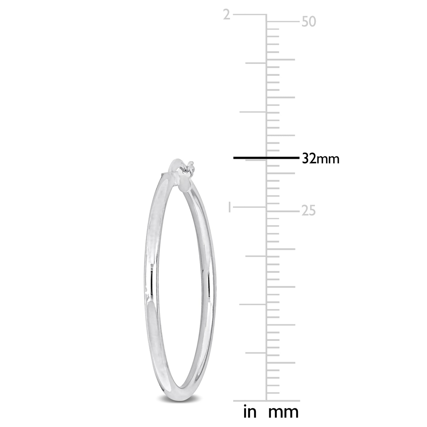 Silver white 32MM round Hoop Earrings (2MM WIDTH)