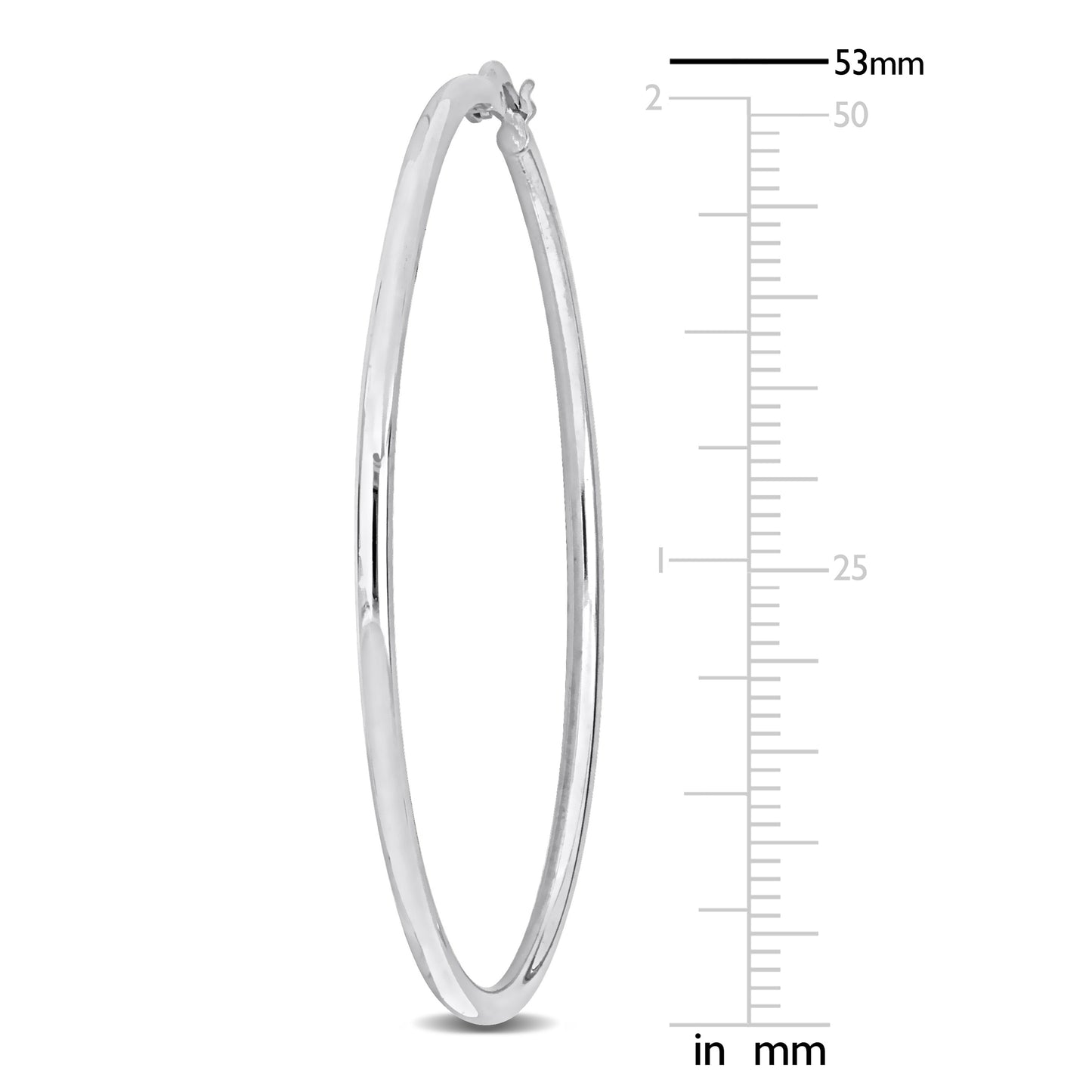 Silver white 53MM round Hoop Earrings (2MM WIDTH)