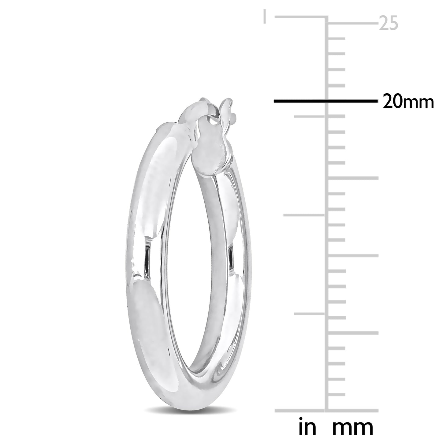 Silver white 20mm round Hoop Earrings (3MM WIDTH)
