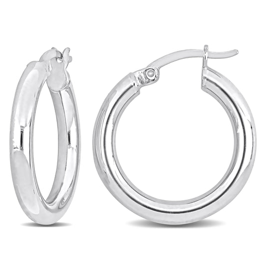 Silver white 20mm round Hoop Earrings (3MM WIDTH)