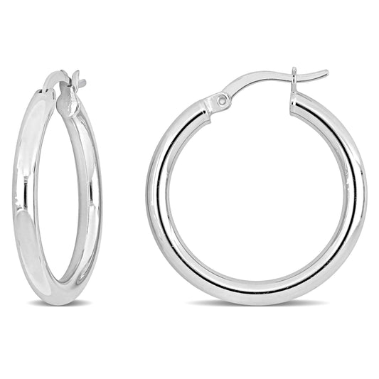 Silver white 26mm round Hoop Earrings (3MM WIDTH)