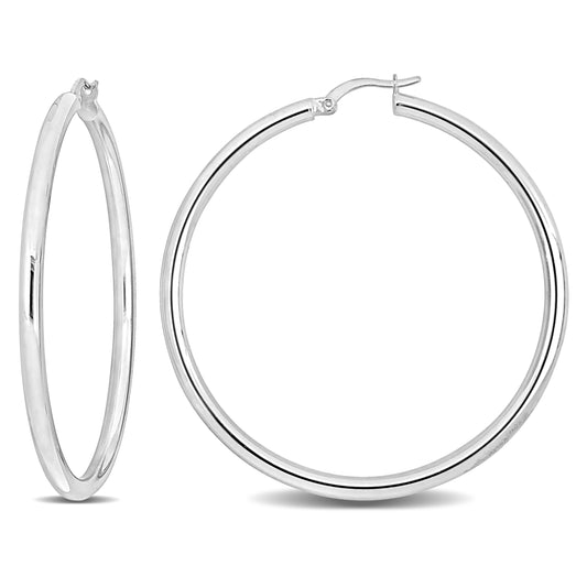 Silver white 56MM round Hoop Earrings (3MM WIDTH)