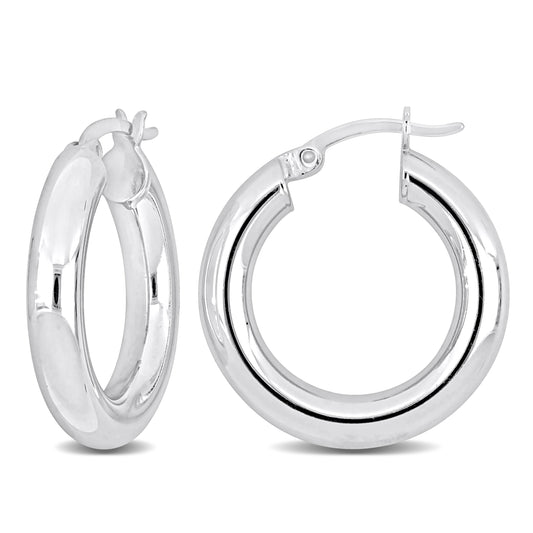 Silver white 23mm Hoop Earrings (4MM WIDTH)