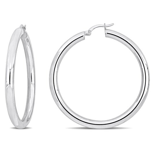 Silver white 49MM round Hoop Earrings (4MM WIDTH)