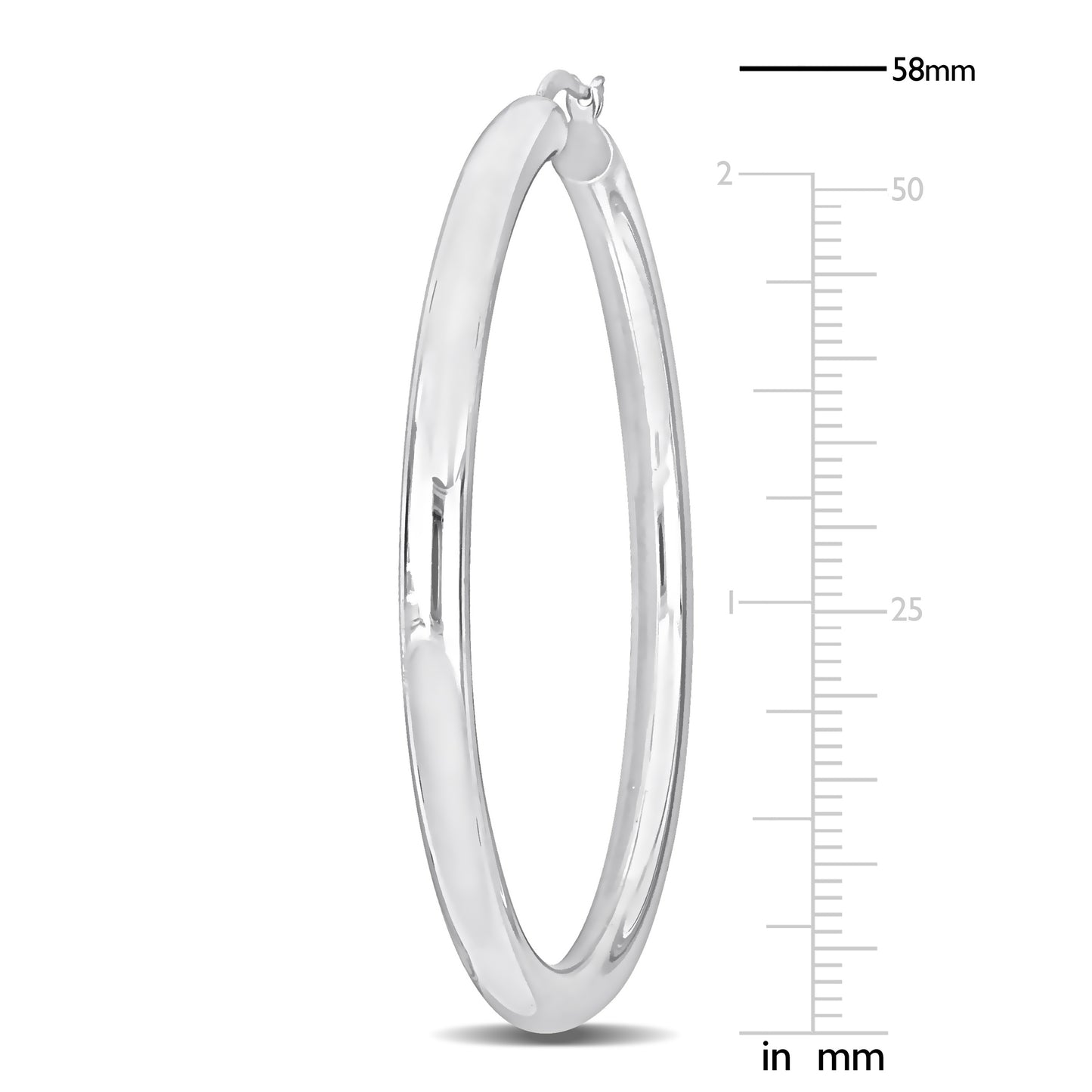 Silver white 58MM round Hoop Earrings (4MM WIDTH)