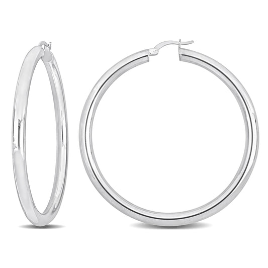 Silver white 58MM round Hoop Earrings (4MM WIDTH)