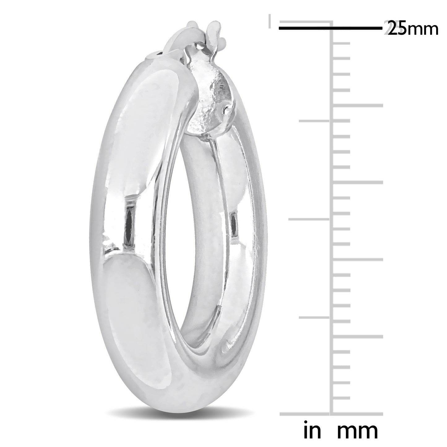 Silver White 25MM round Hoop Earrings (5MM WIDTH)