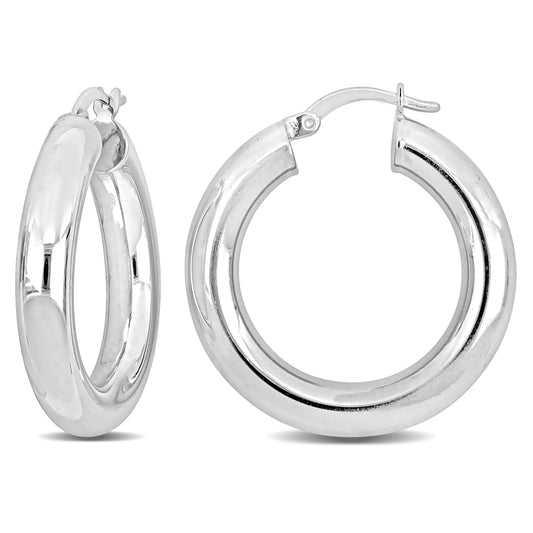 Silver white 30MM Hoop Earrings (5MM WIDTH)