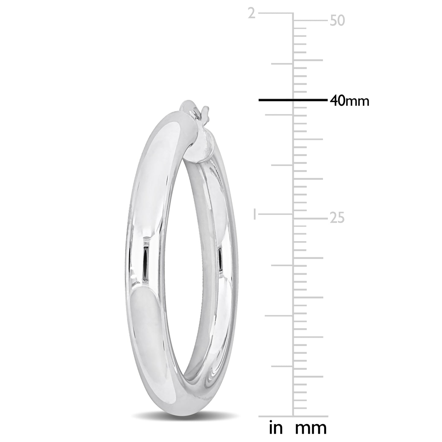 Silver white 40mm round Hoop Earrings (5MM WIDTH)