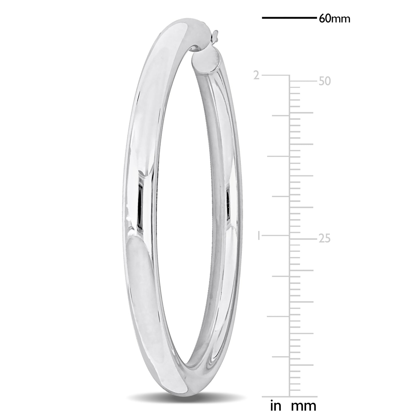 Silver white 60MM round Hoop Earrings (5MM WIDTH)