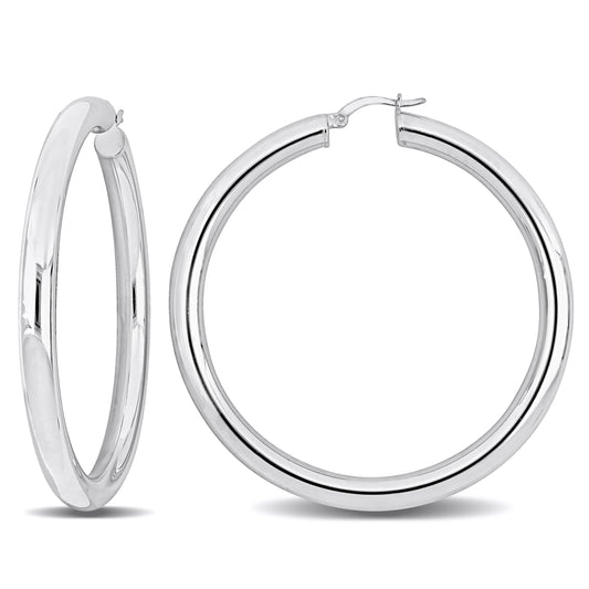 Silver white 60MM round Hoop Earrings (5MM WIDTH)