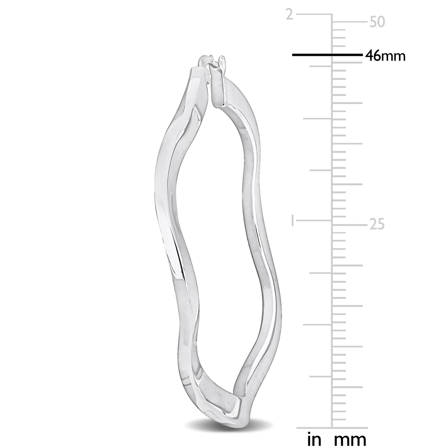 Silver white 46mm round wave Hoop Earrings 2.5mm wide