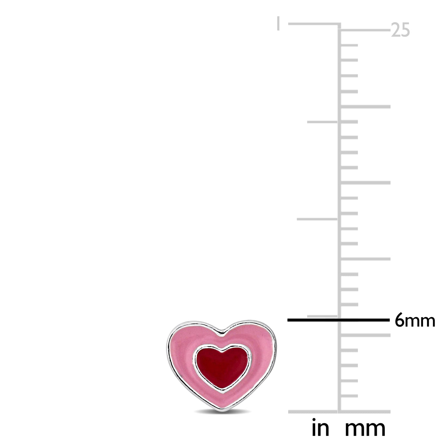 Kids Silver White Pink Heart Enamel Stud Earrings