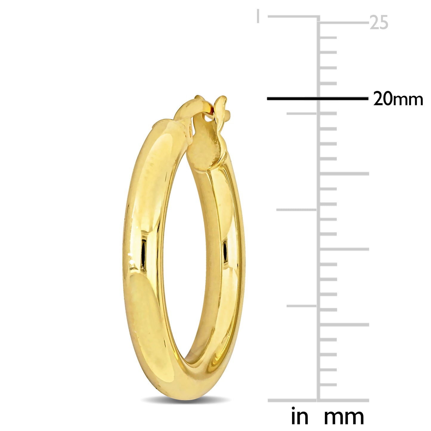 Silver Yellow1 20MM round Hoop Earrings (3MM WIDTH)