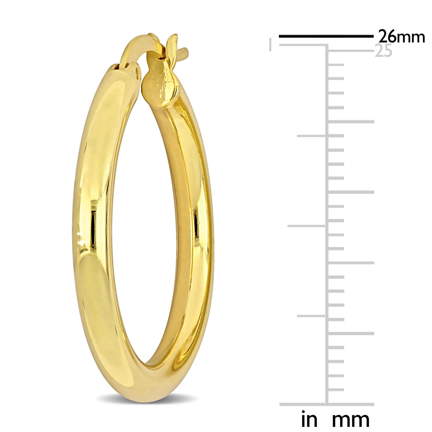 Silver Yellow 26MM round Hoop Earrings (3MM WIDTH)