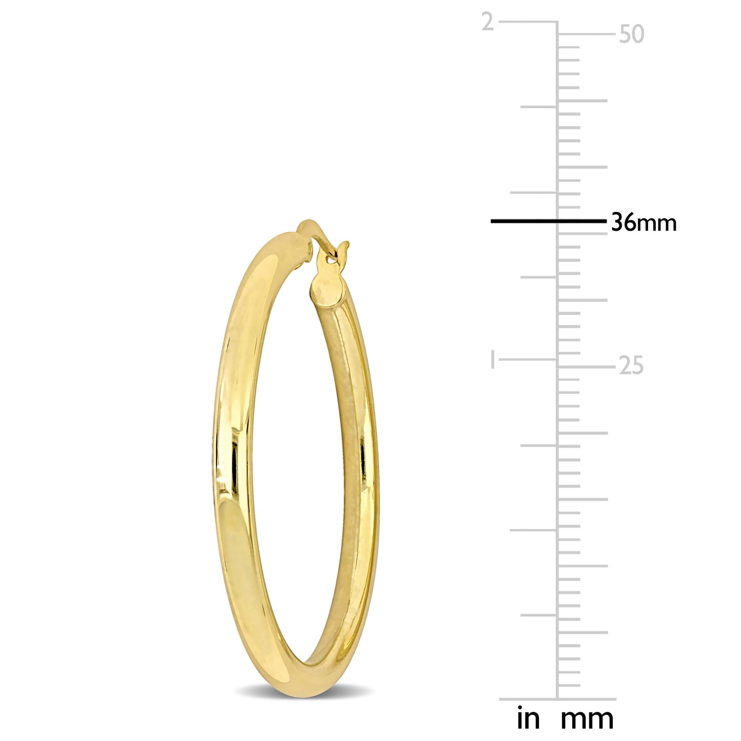 Silver Yellow 36MM round Hoop Earrings (3MM WIDTH)