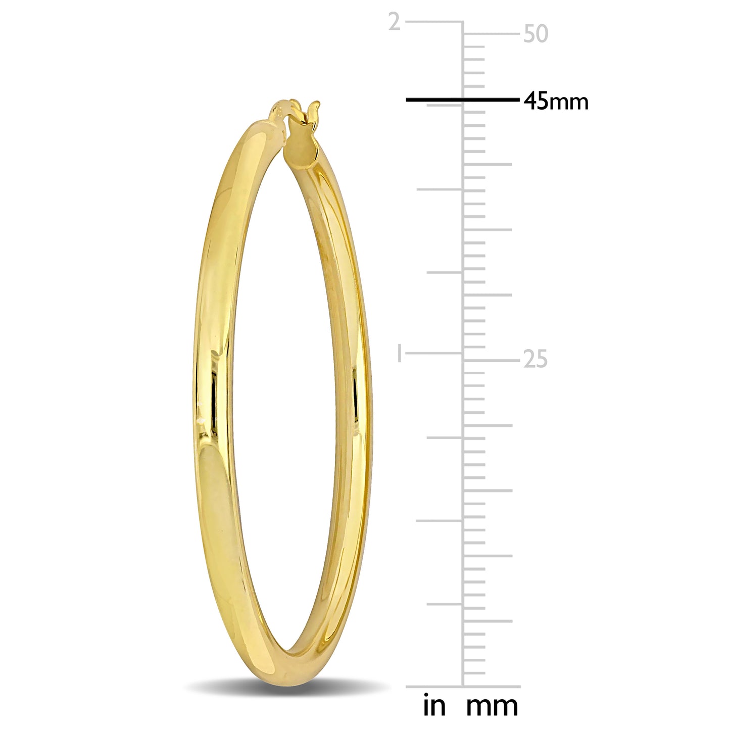 Silver Yellow 45MM round Hoop Earrings (3MM WIDTH)