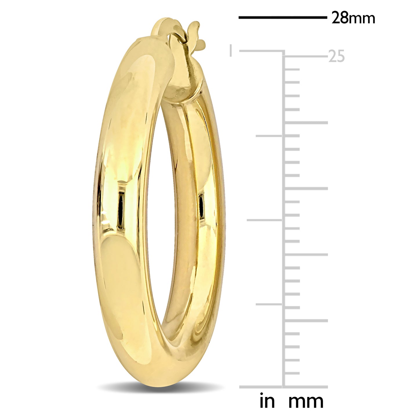 Silver Yellow 28MM round Hoop Earrings (4MM WIDTH)