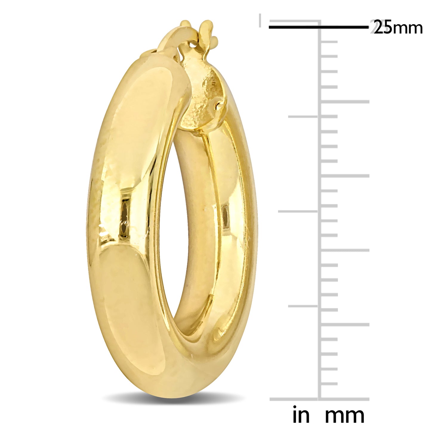 Silver Yellow 25MM round Hoop Earrings (5MM WIDTH)