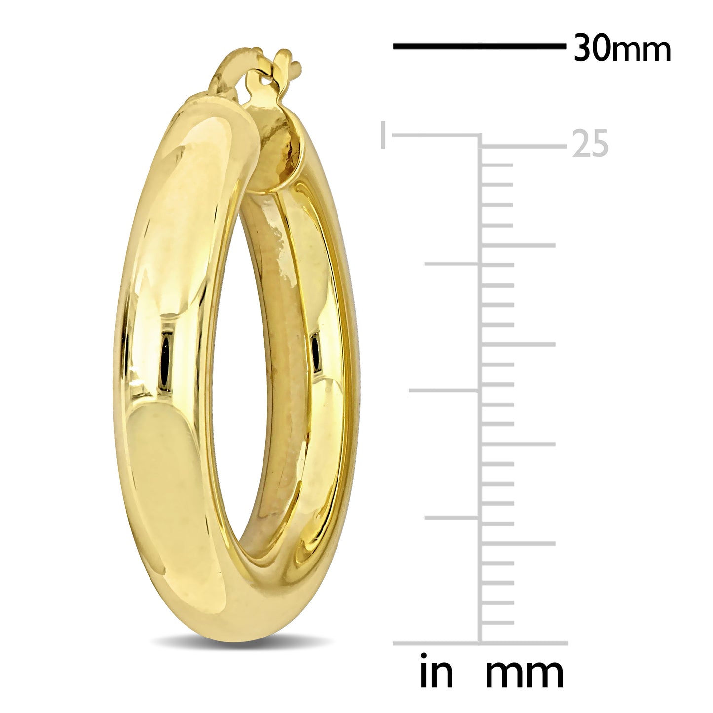 Silver yellow 30MM round Hoop Earrings (5MM WIDTH)