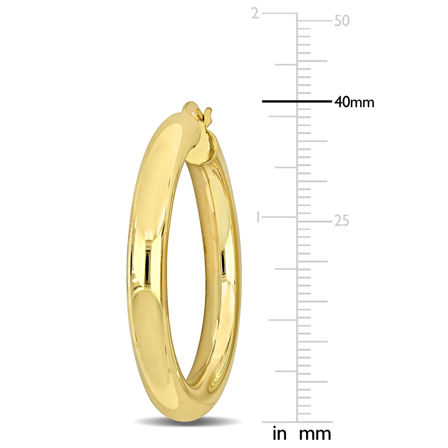 Silver Yellow 40M round Hoop Earrings (5MM WIDTH)