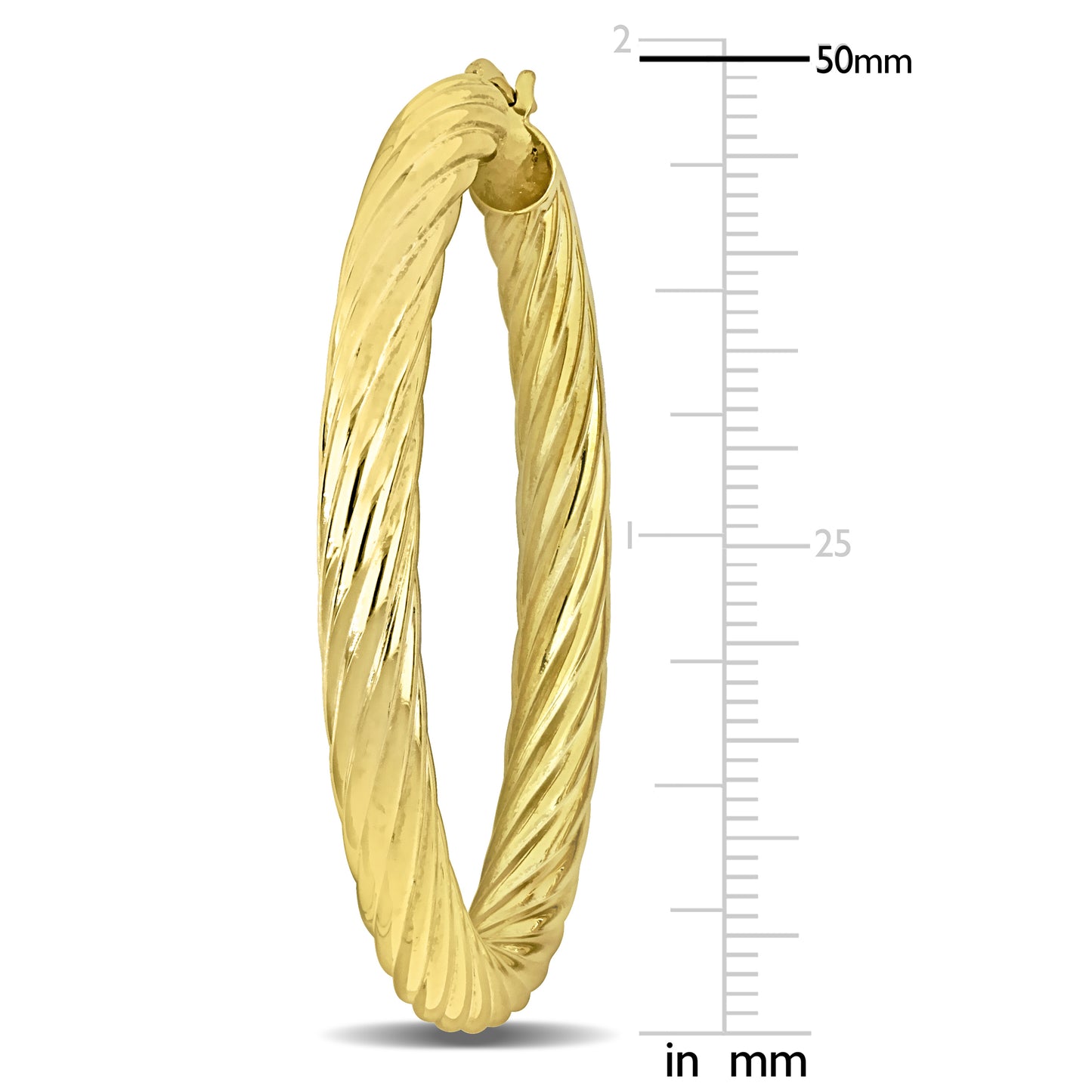 Silver Yellow 50MM round twist Hoop Earrings (5MM WIDTH)