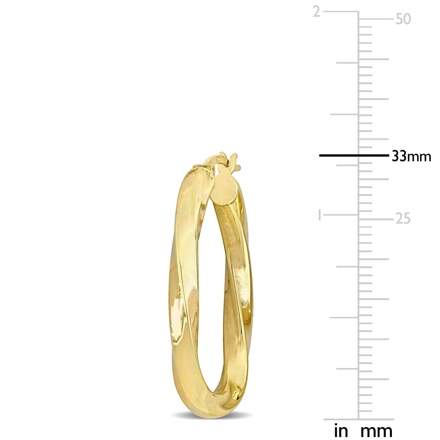 Silver Yellow 33X 23MM twist oval Hoop Earrings 4mm wide