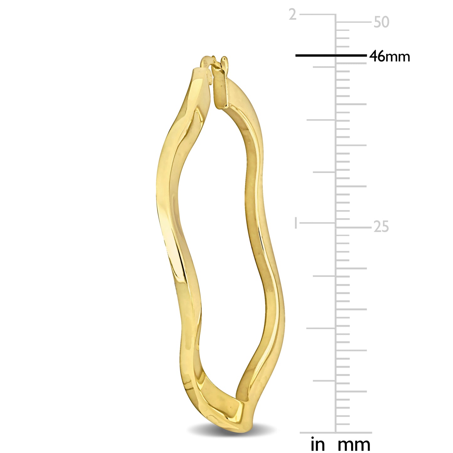 Silver Yellow 46MM round wave Hoop Earrings 2.5mm wide