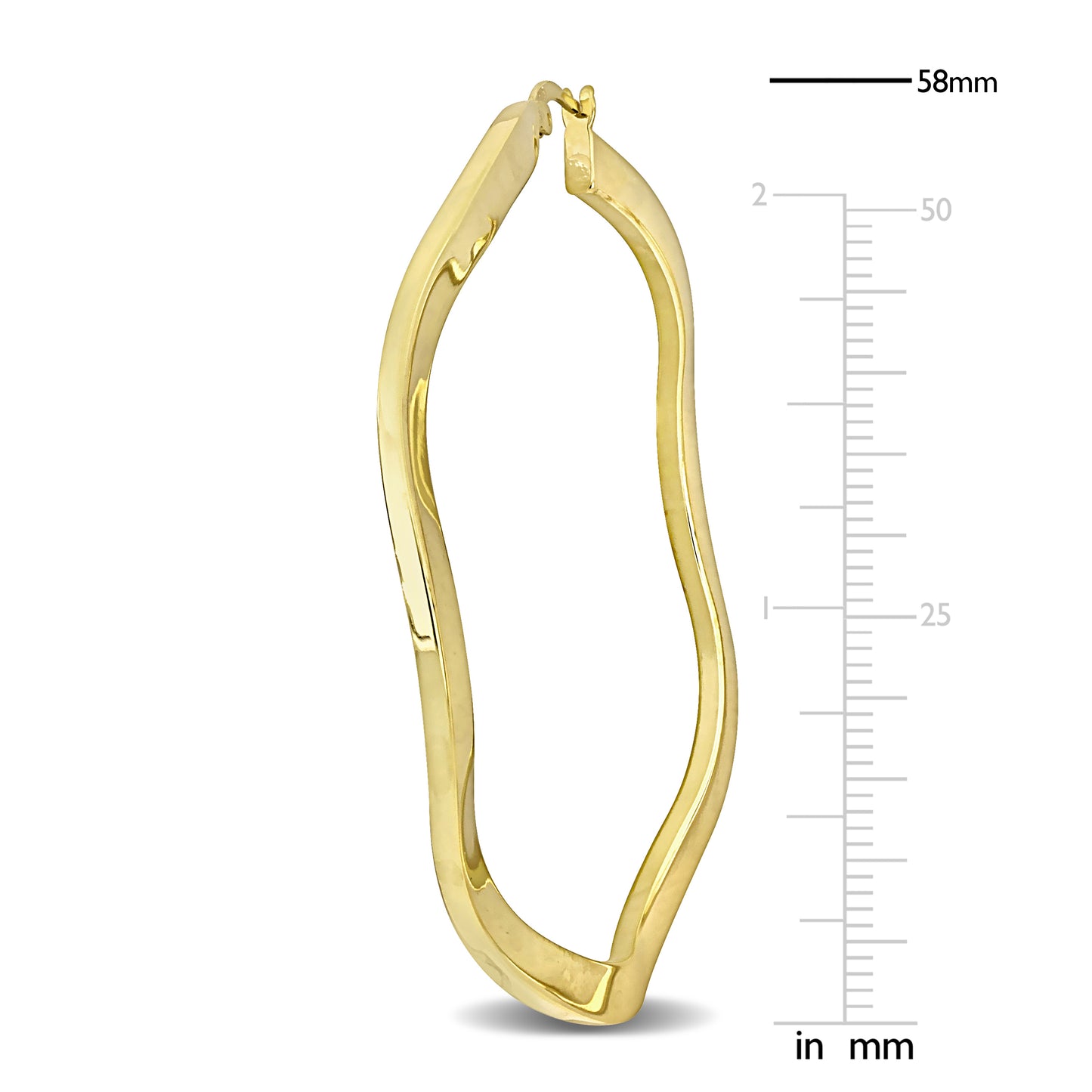 Silver Yellow 58MM round wave Hoop Earrings 2.5mm wide