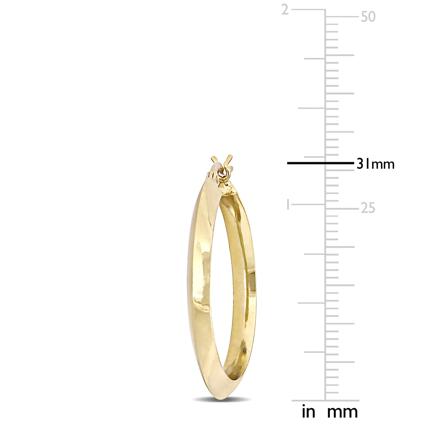 Silver Yellow 30MM Hoop Knife Edge Earrings (3.3MM WIDTH)