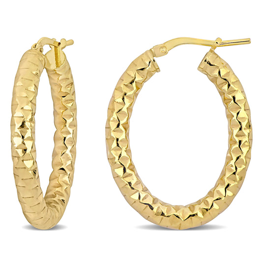 31 MM Diamond cut hoop earrings in yellow plated sterling silver