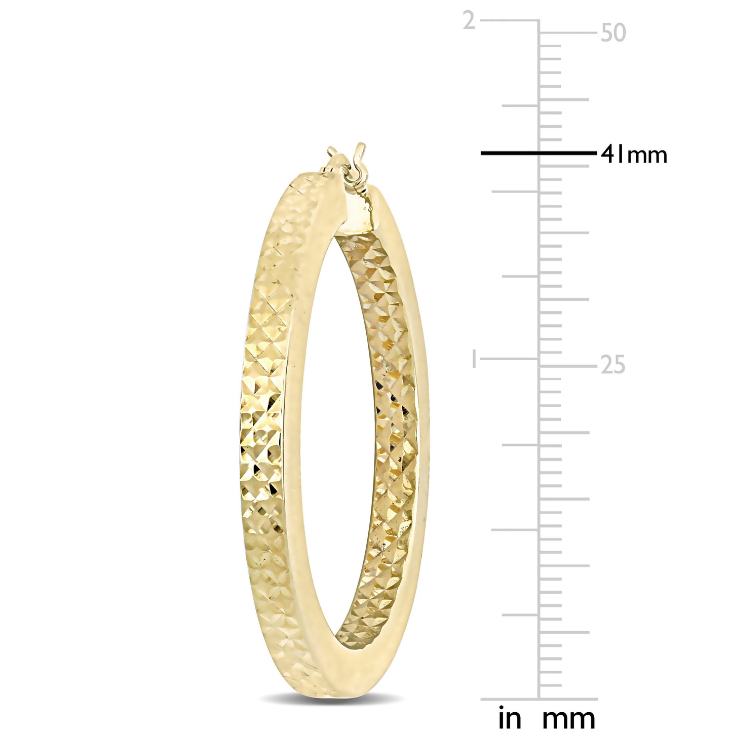 Silver Yellow 40MM Diamond Cut Hoop Earrings (4MM Width)