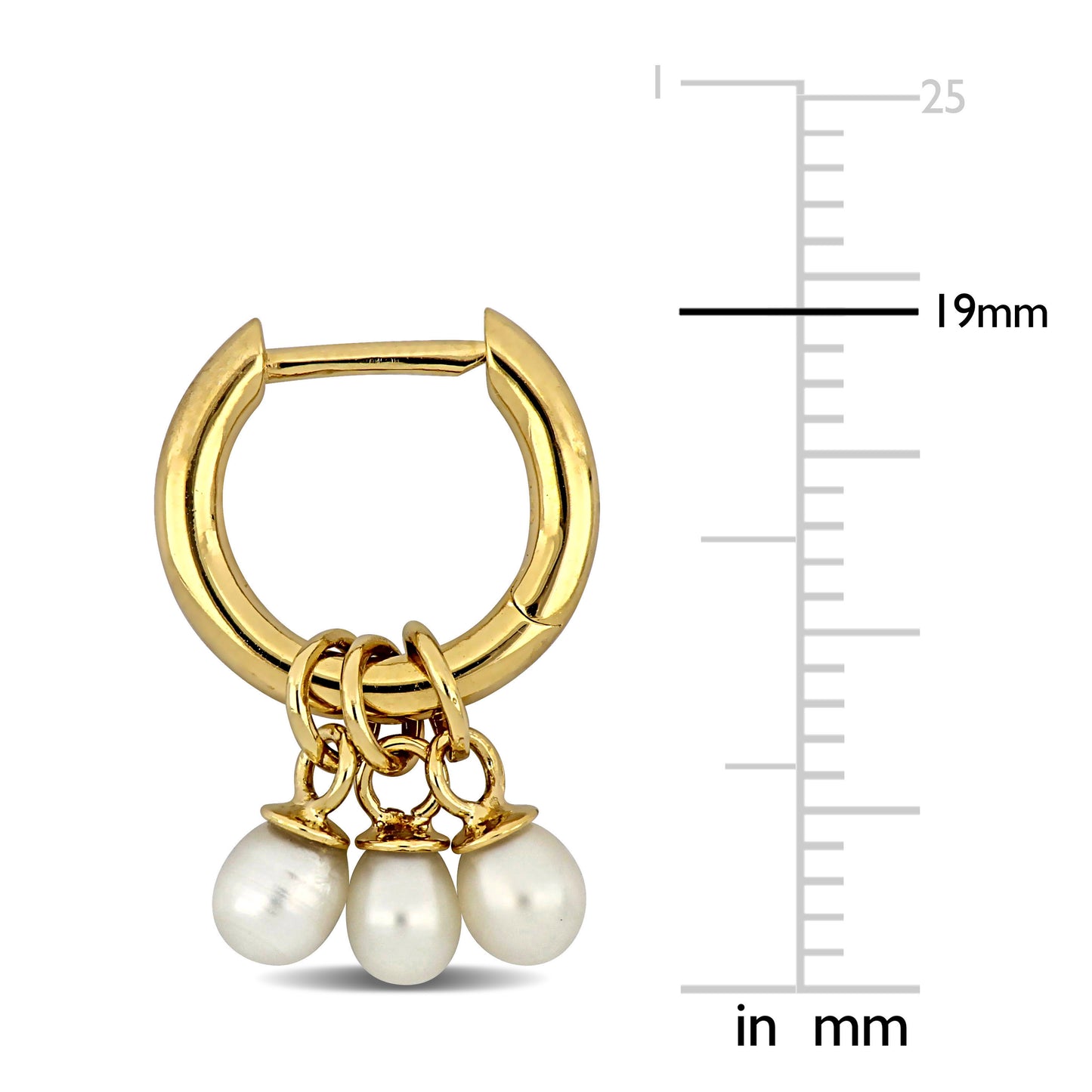 Silver Yellow 3-3.5mm Freshwater Pearl huggie Earrings