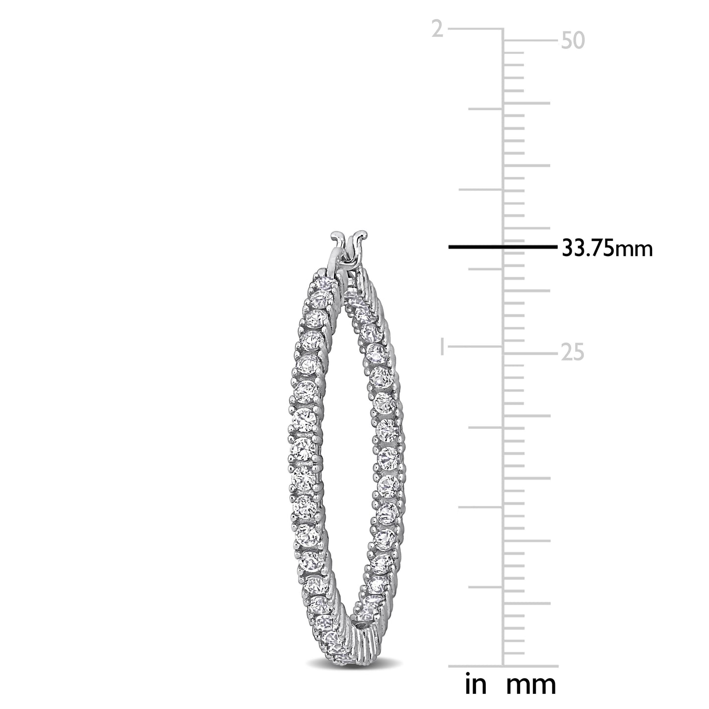 Silver White 3 CT TGW Created White Sapphire Hoop Earrings