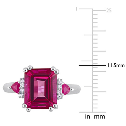 0.04 ct Diamond tw and 4 1/2 ct tgw pink topaz ruby fashion ring silver