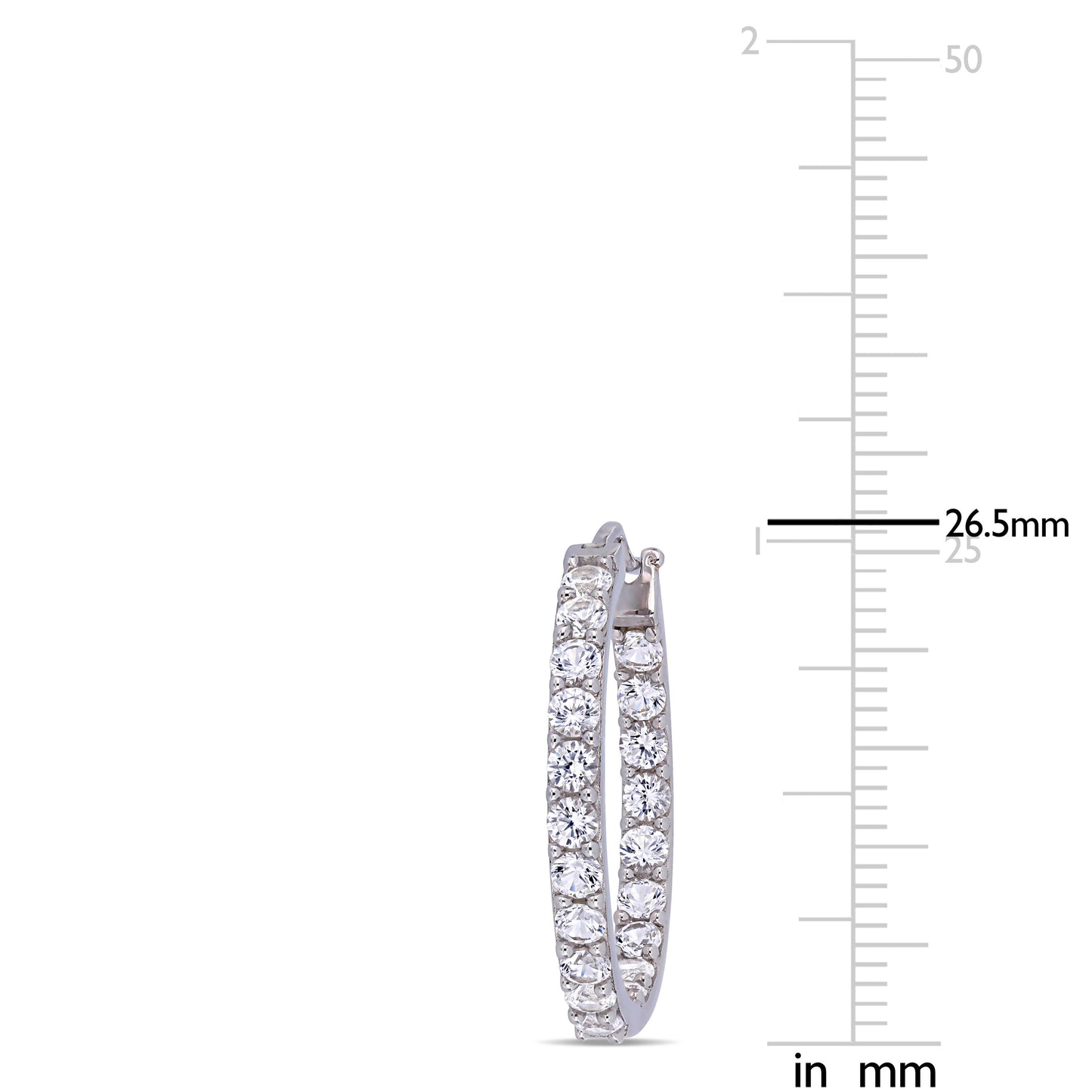3.6 CT TGW Created White Sapphire Hoop Earrings Silver