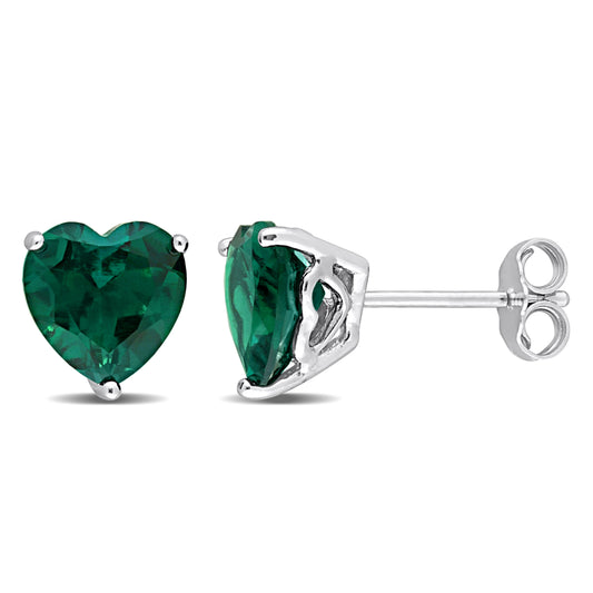 3 ct TGW Created emerald fashion post earrings silver