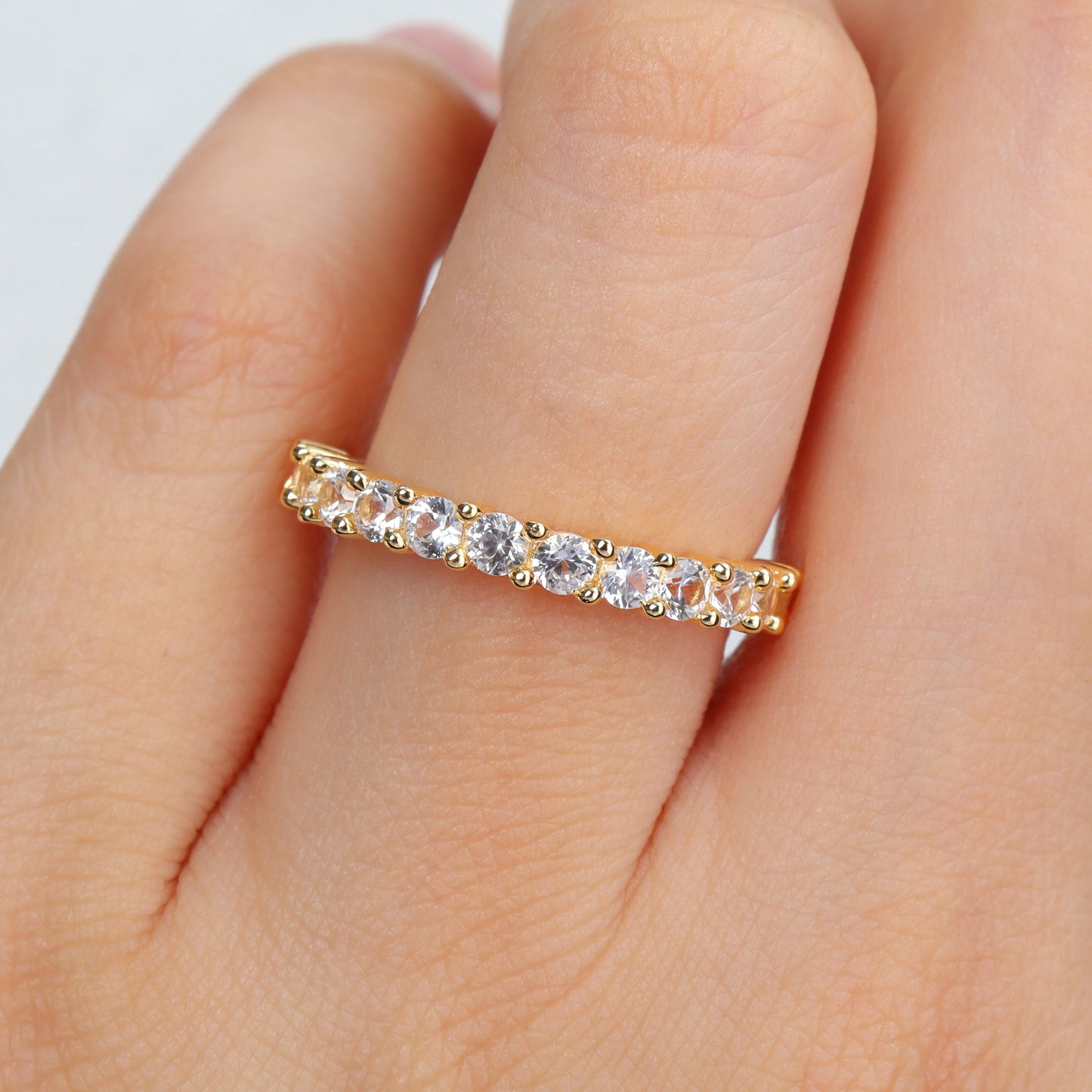 1 1/10 CT TGW Created White Sapphire Stackable Ring